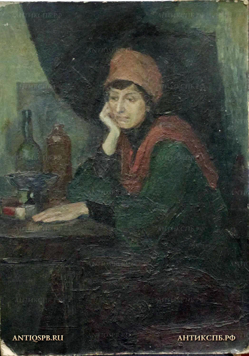 18016. Картина "Женщина у стола". 